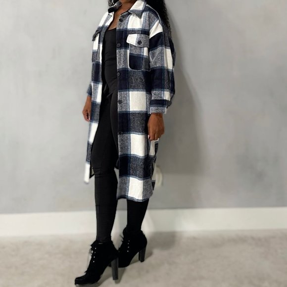 🎊 (NWT) Oversize Longline Flannel Plaid Shacket - Picture 4 of 13
